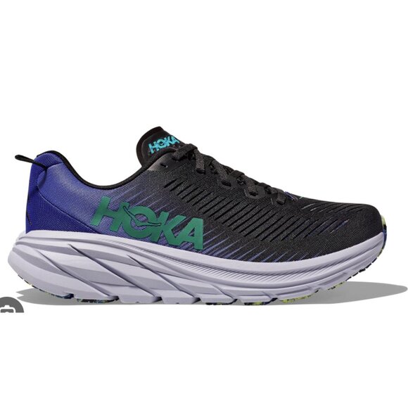 HOKA Rincon 3 Running Sneakers Shoes in Black Blue Athleisure Outdoor Size US 8 - Picture 1 of 15